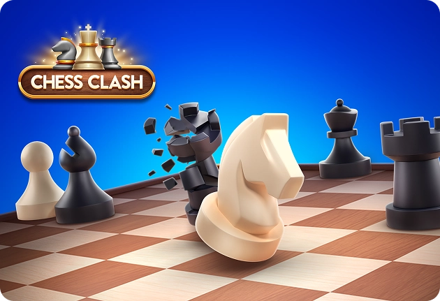 3D-schaken, het witte paard slaat een zwart stuk op het bord, een dynamische spelscène