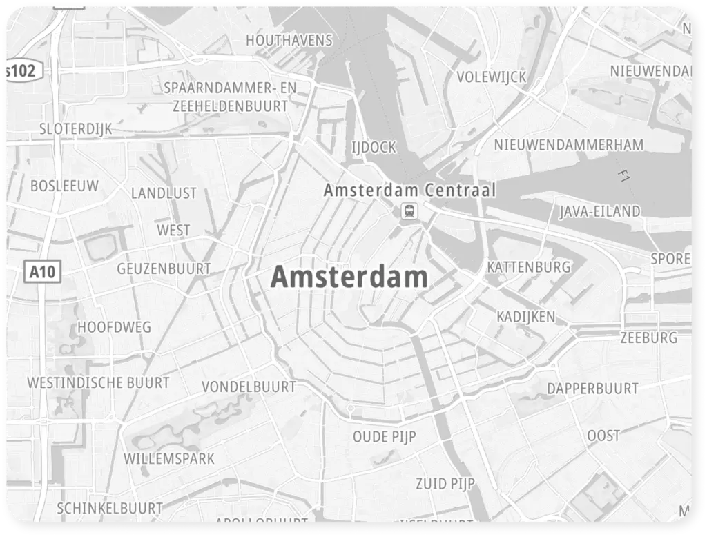 Google-kaart van Amsterdam in zwart-wit