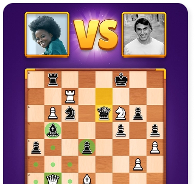 Screenshot uit een spel met een schaakwedstrijd tussen twee spelers